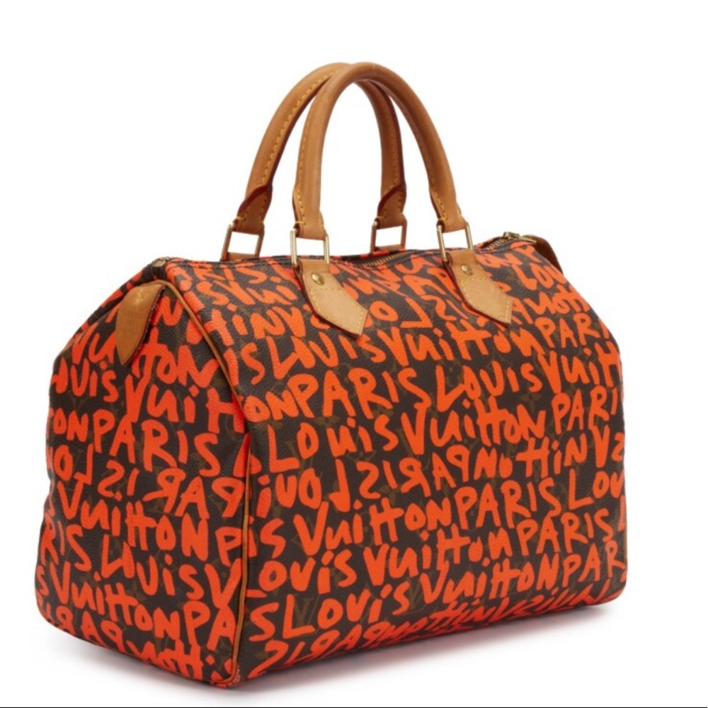 Authentic Louis Vuitton Limited Edition Monogram Graffiti Speedy 30 Gold bag